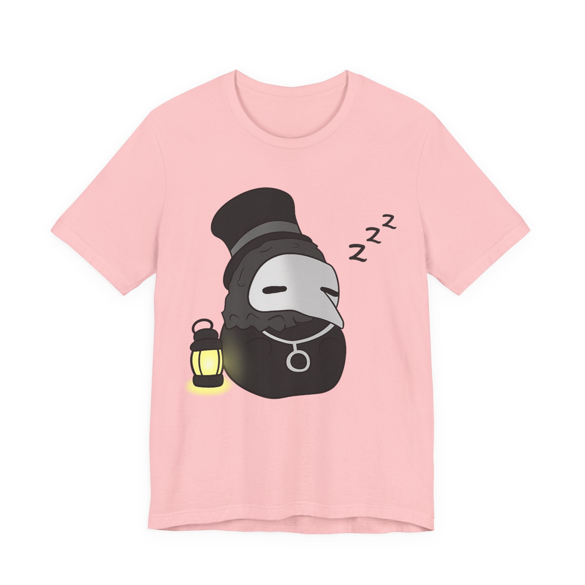 Sleeping Plague Doctor T-Shirt — Cute Goth Mask Tee with Lantern