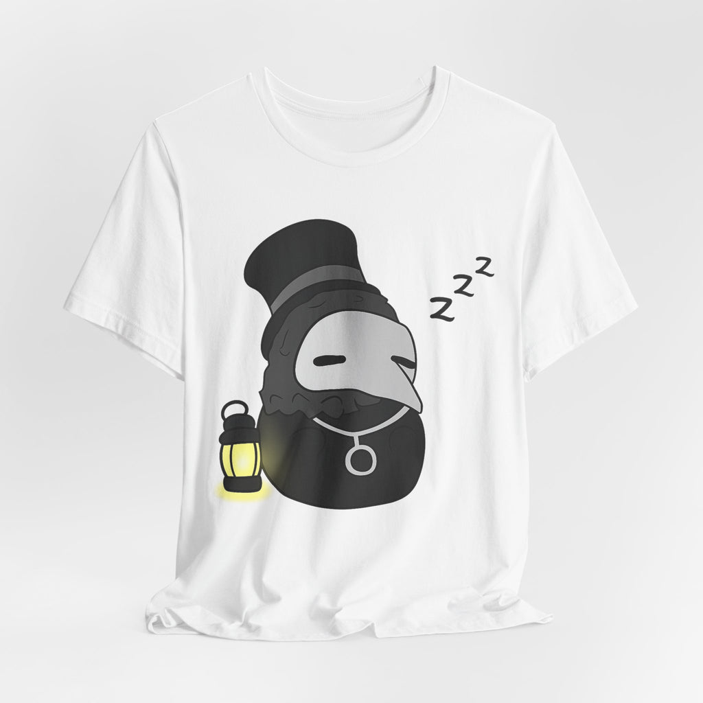 Sleeping Plague Doctor T-Shirt — Cute Goth Mask Tee with Lantern