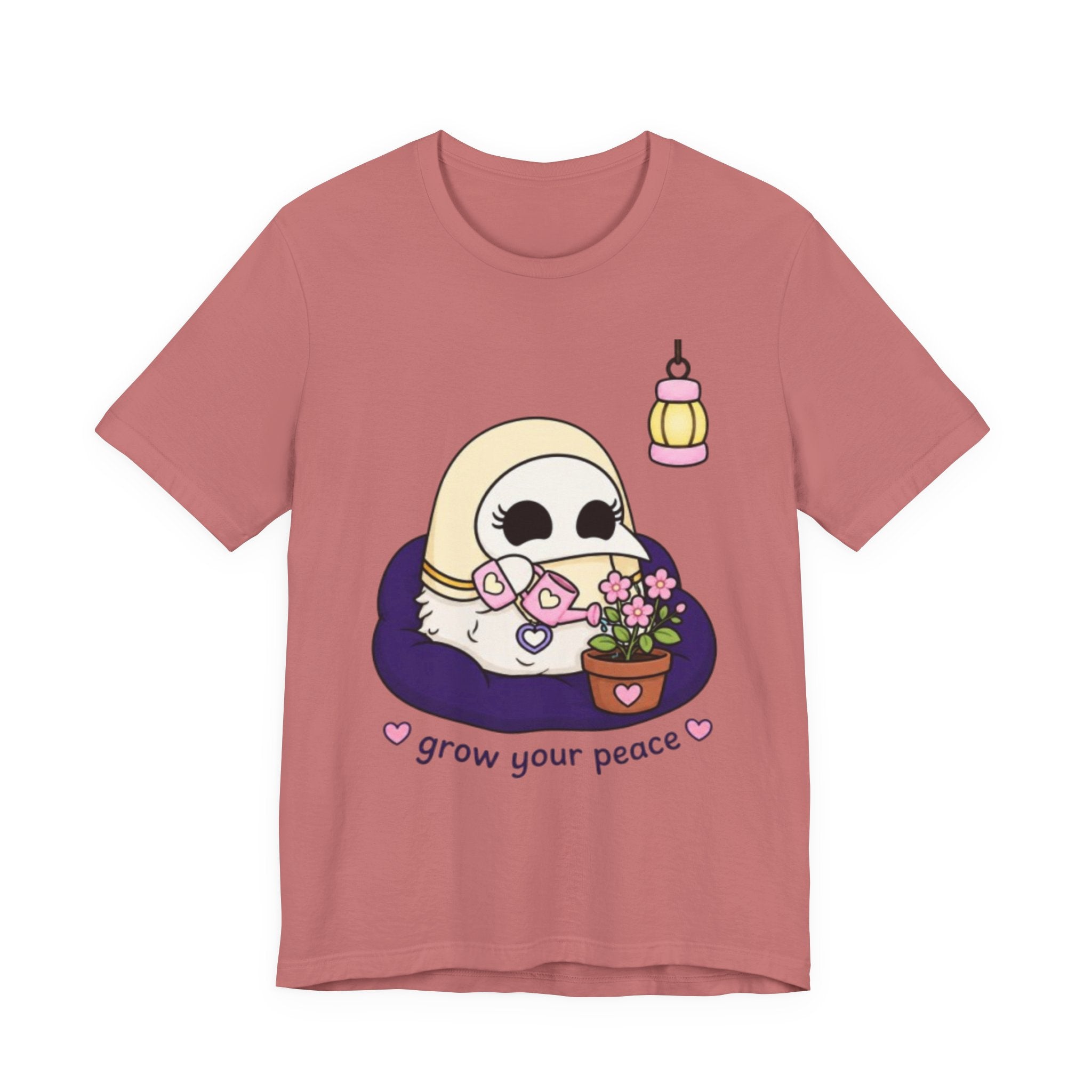 Plague Doctor Grow Your Peace T-Shirt — Cute Dark Aesthetic Plant Lady Hobbies Tee
