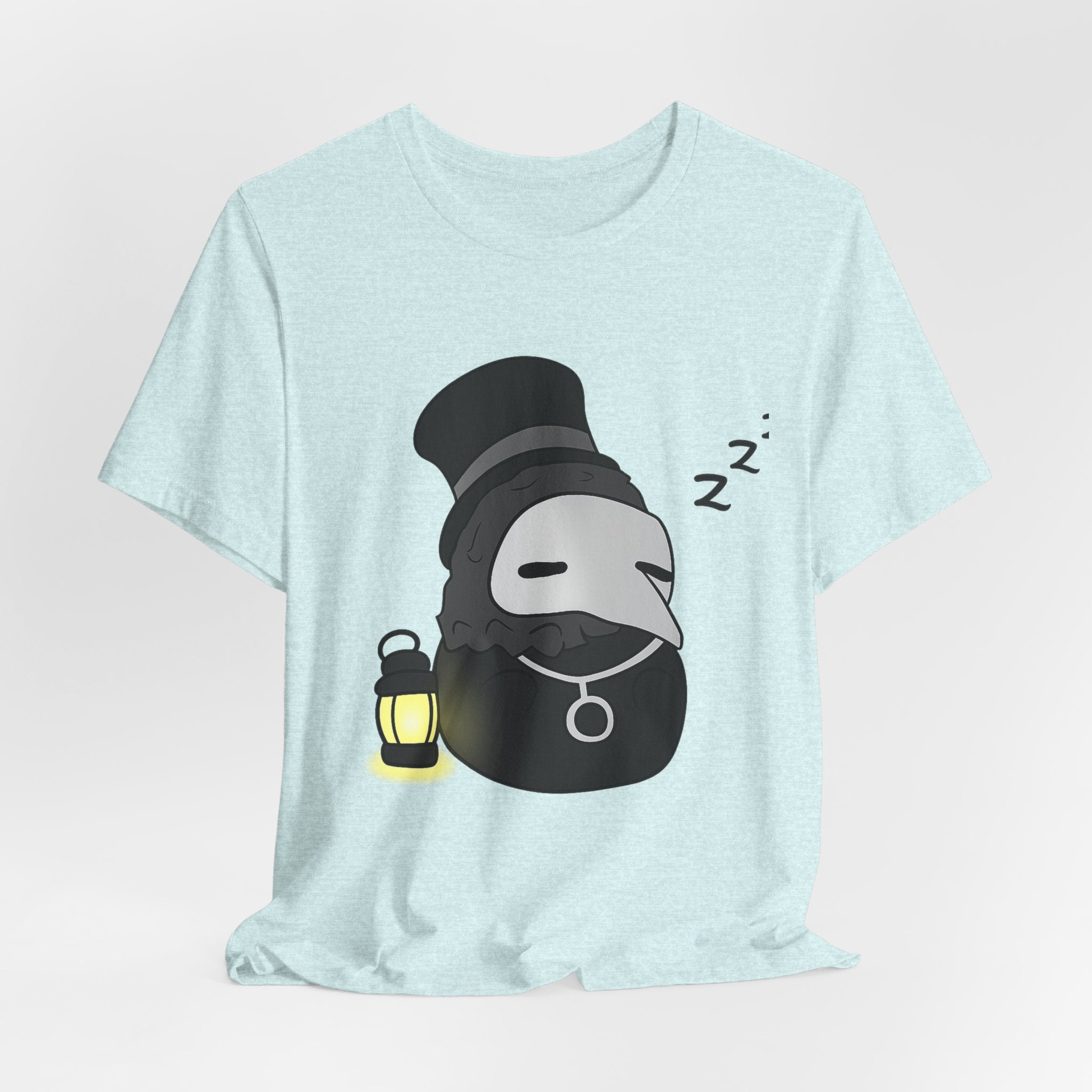 Sleepy Plague Doctor Tee — Cute Gothic Lantern Graphic T-Shirt