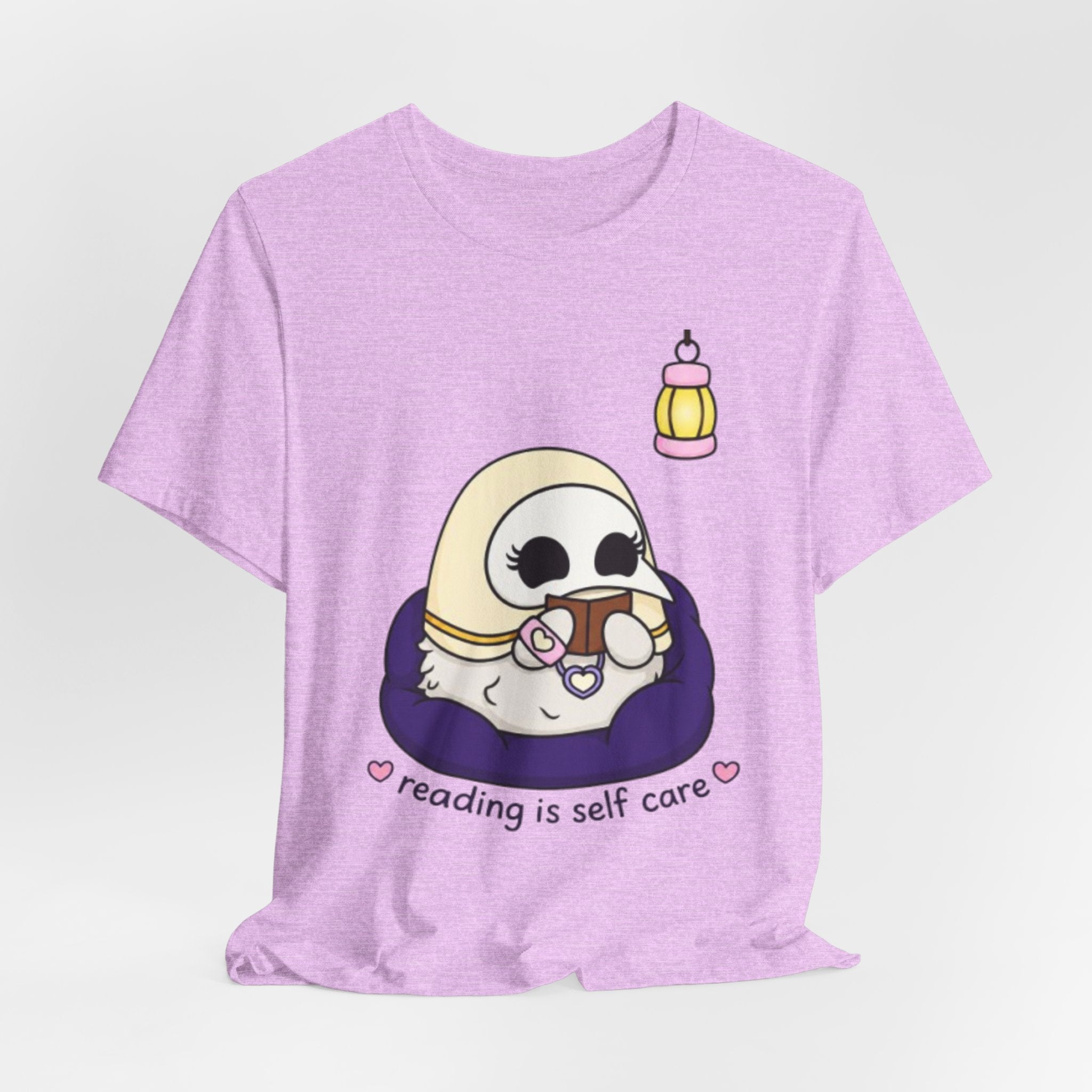 Plague Doctor Reading Is Self Care T-Shirt — Cute Dark Aesthetic Book Lover Tee