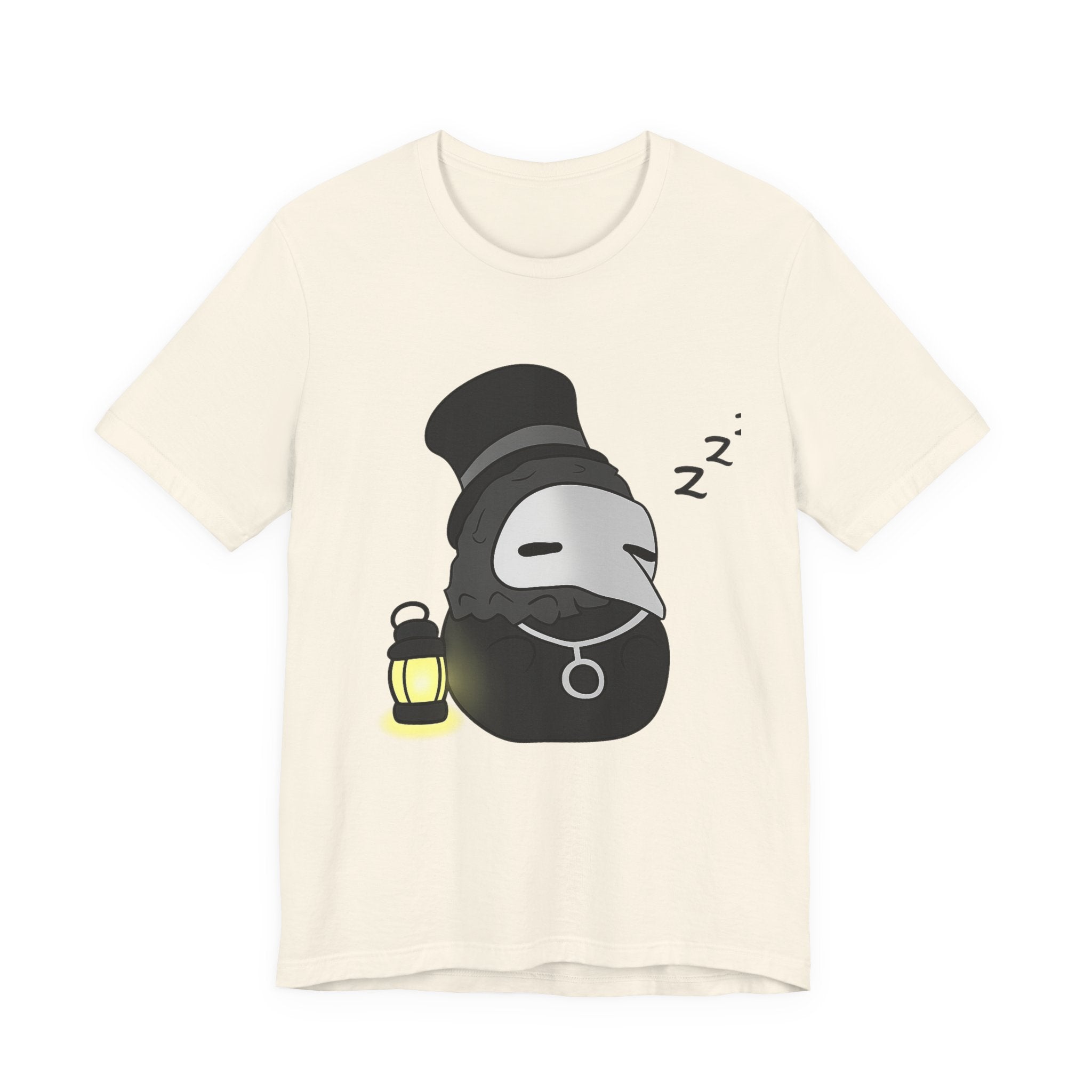 Sleepy Plague Doctor Tee — Cute Gothic Lantern Graphic T-Shirt
