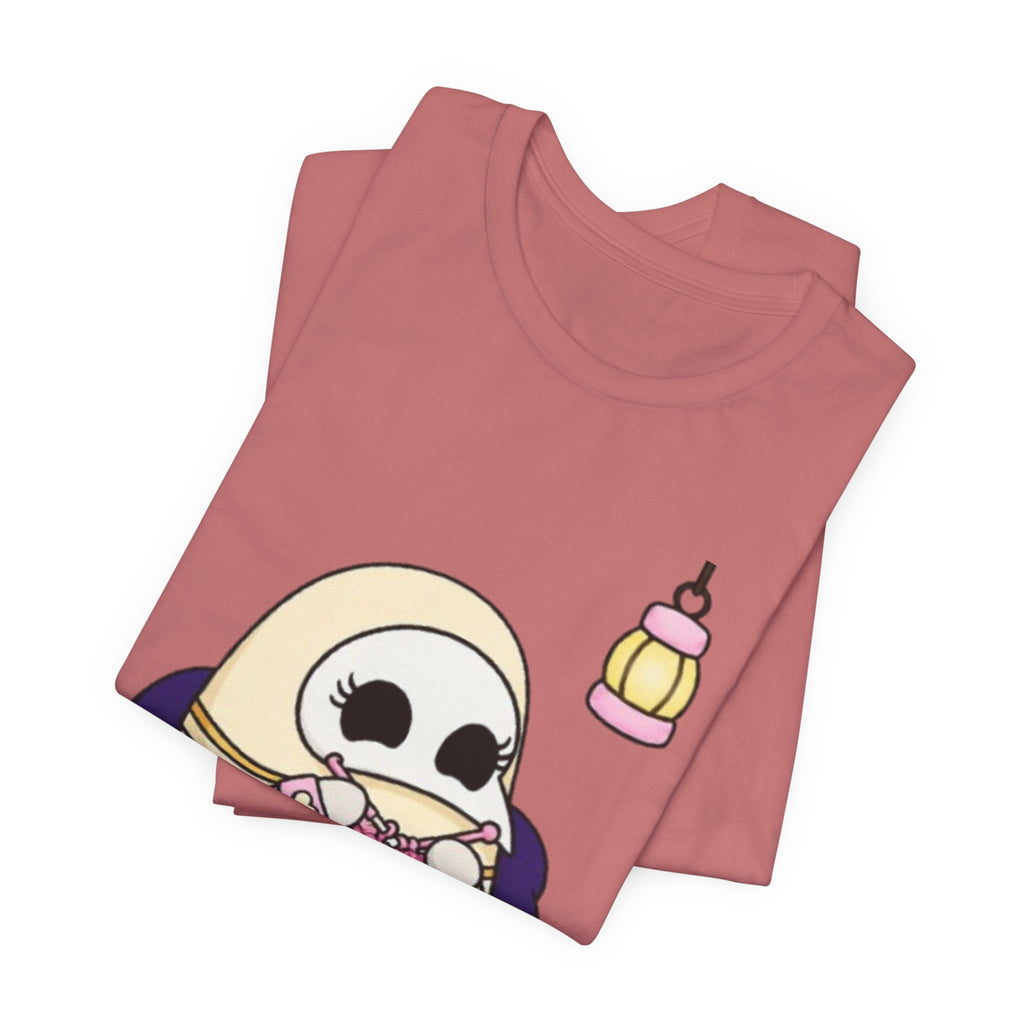 Plague Doctor Cozy Crochet T-Shirt — Cute Dark Aesthetic Crafter Tee