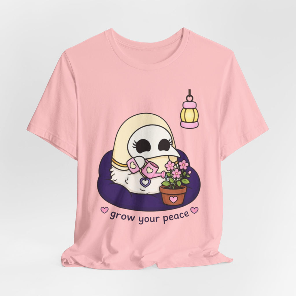 Plague Doctor Grow Your Peace T-Shirt — Cute Dark Aesthetic Plant Lady Hobbies Tee