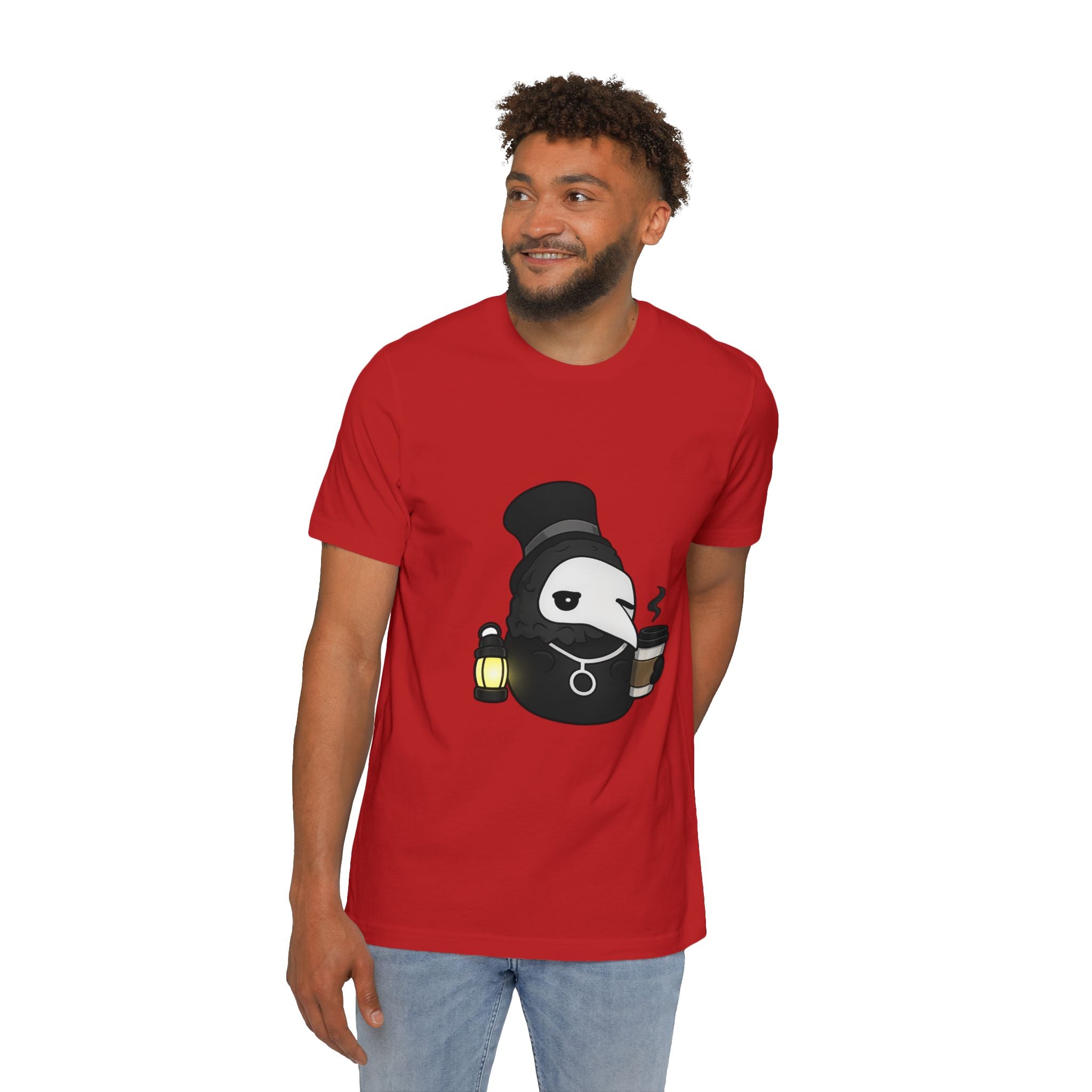 Plague Doctor Coffee Tee — Cute Dark Aesthetic T-Shirt