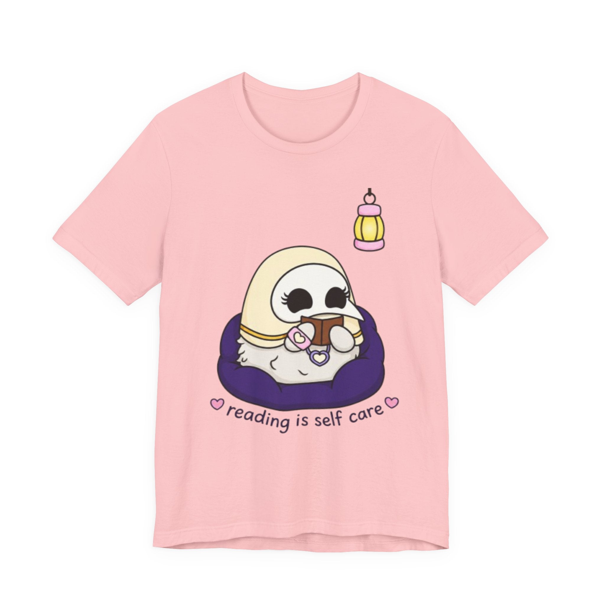 Plague Doctor Reading Is Self Care T-Shirt — Cute Dark Aesthetic Book Lover Tee