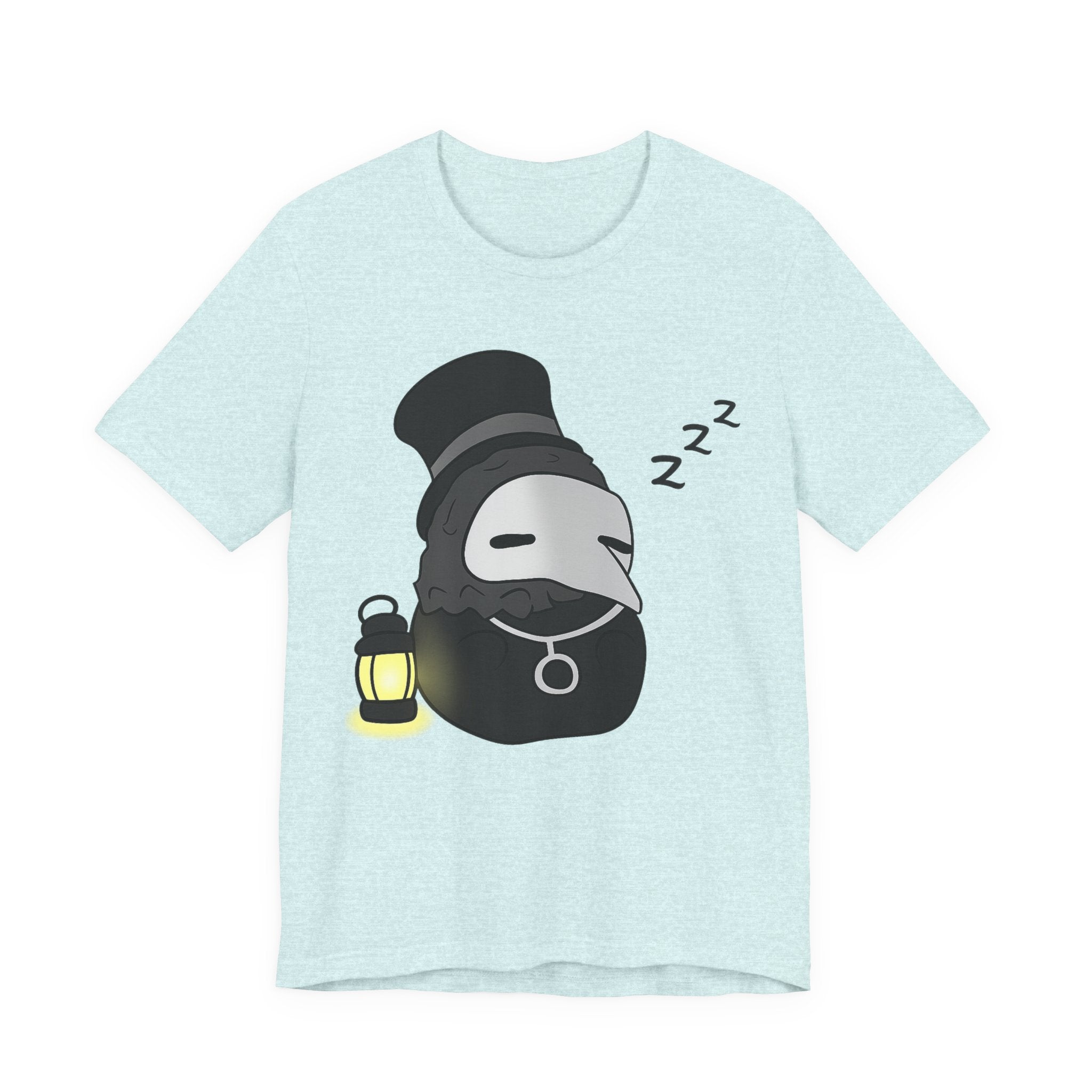 Sleeping Plague Doctor T-Shirt — Cute Goth Mask Tee with Lantern