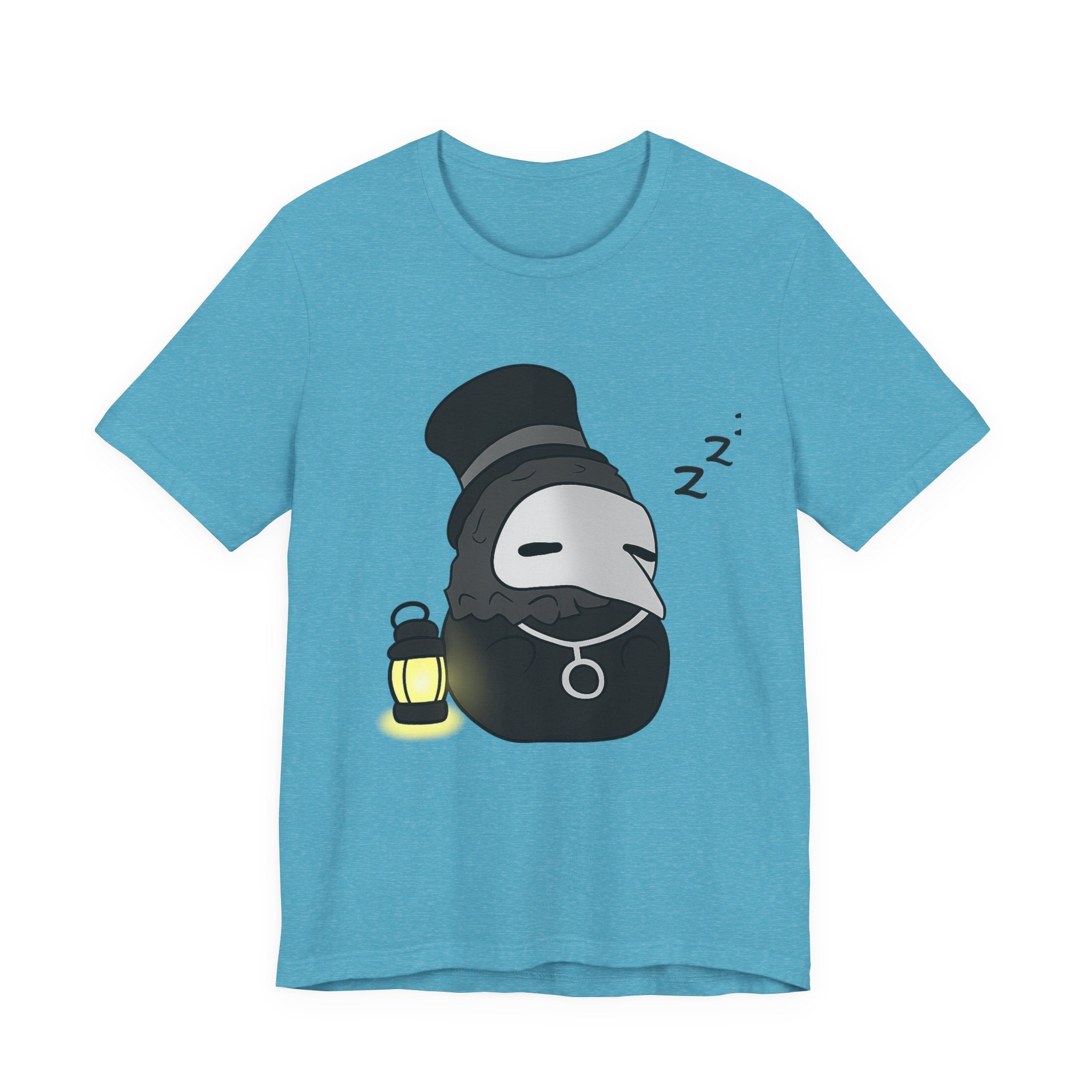 Sleepy Plague Doctor Tee — Cute Gothic Lantern Graphic T-Shirt