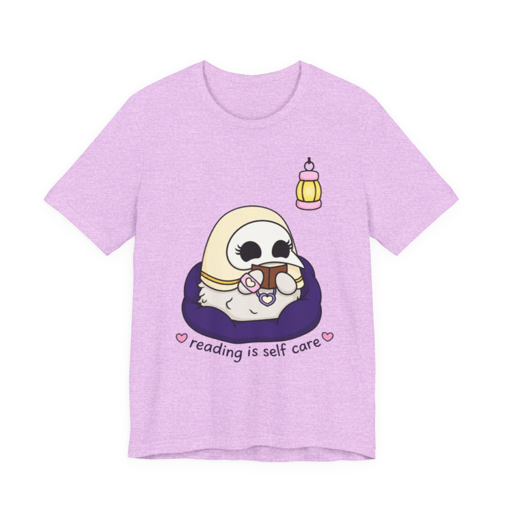 Plague Doctor Reading Is Self Care T-Shirt — Cute Dark Aesthetic Book Lover Tee