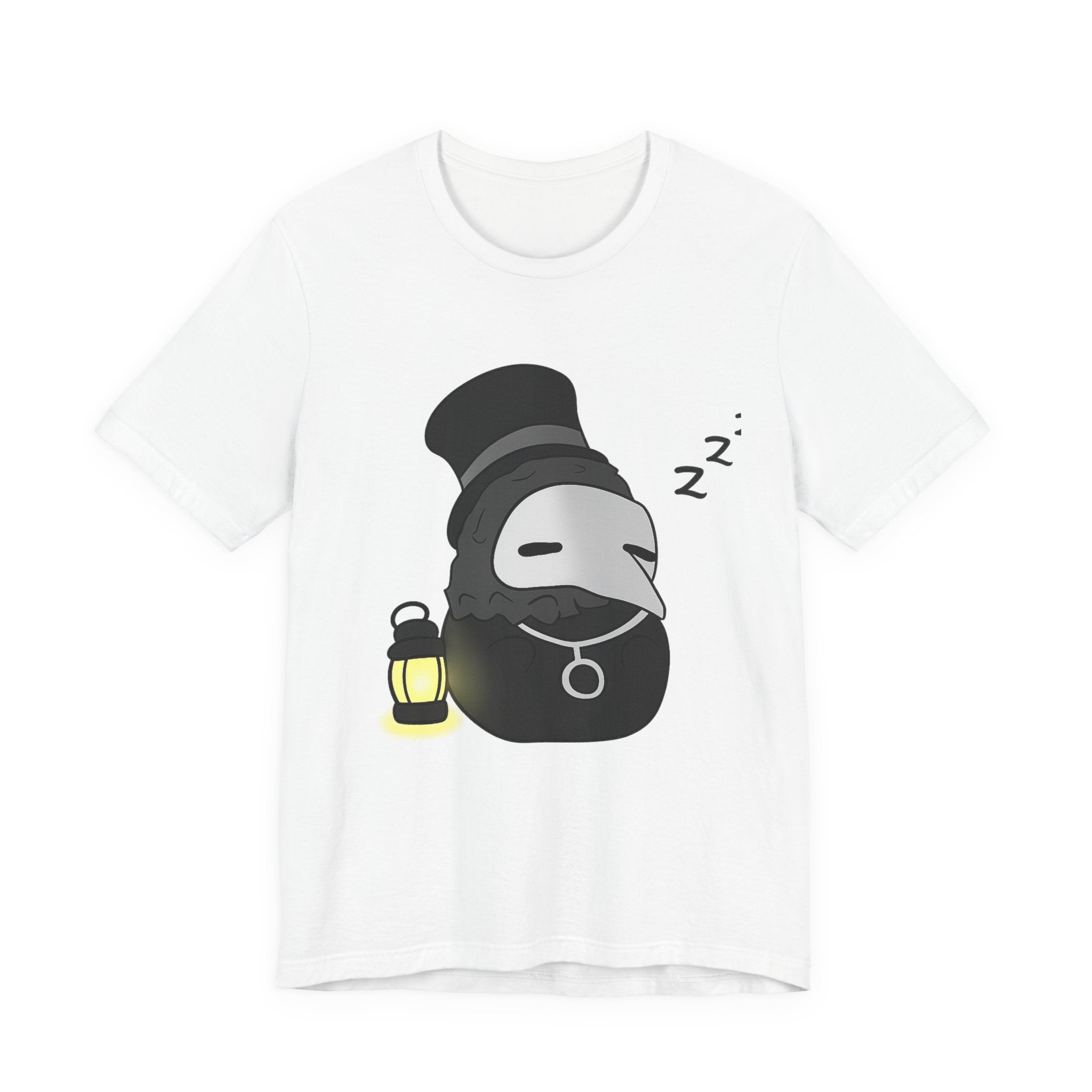 Sleepy Plague Doctor Tee — Cute Gothic Lantern Graphic T-Shirt