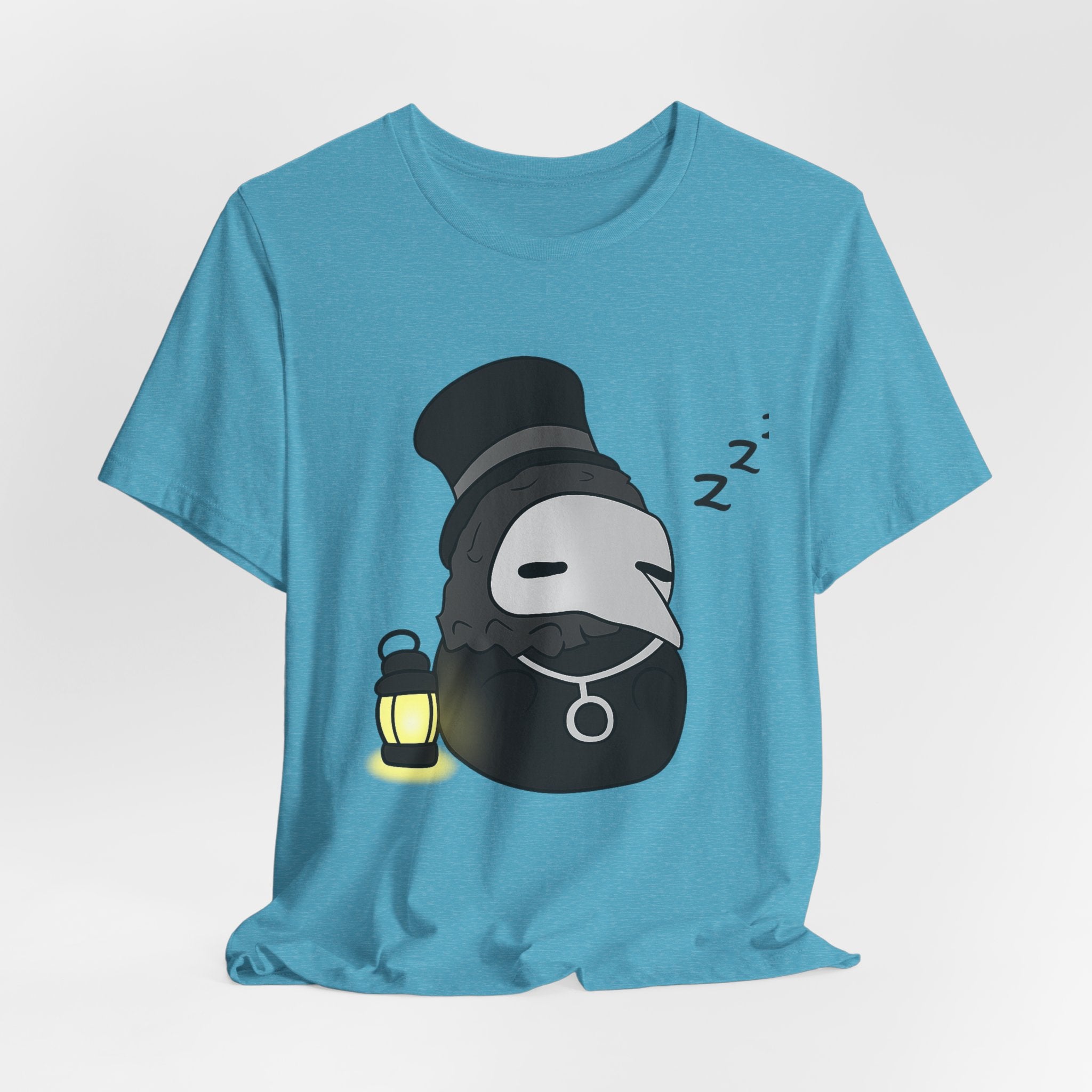 Sleepy Plague Doctor Tee — Cute Gothic Lantern Graphic T-Shirt