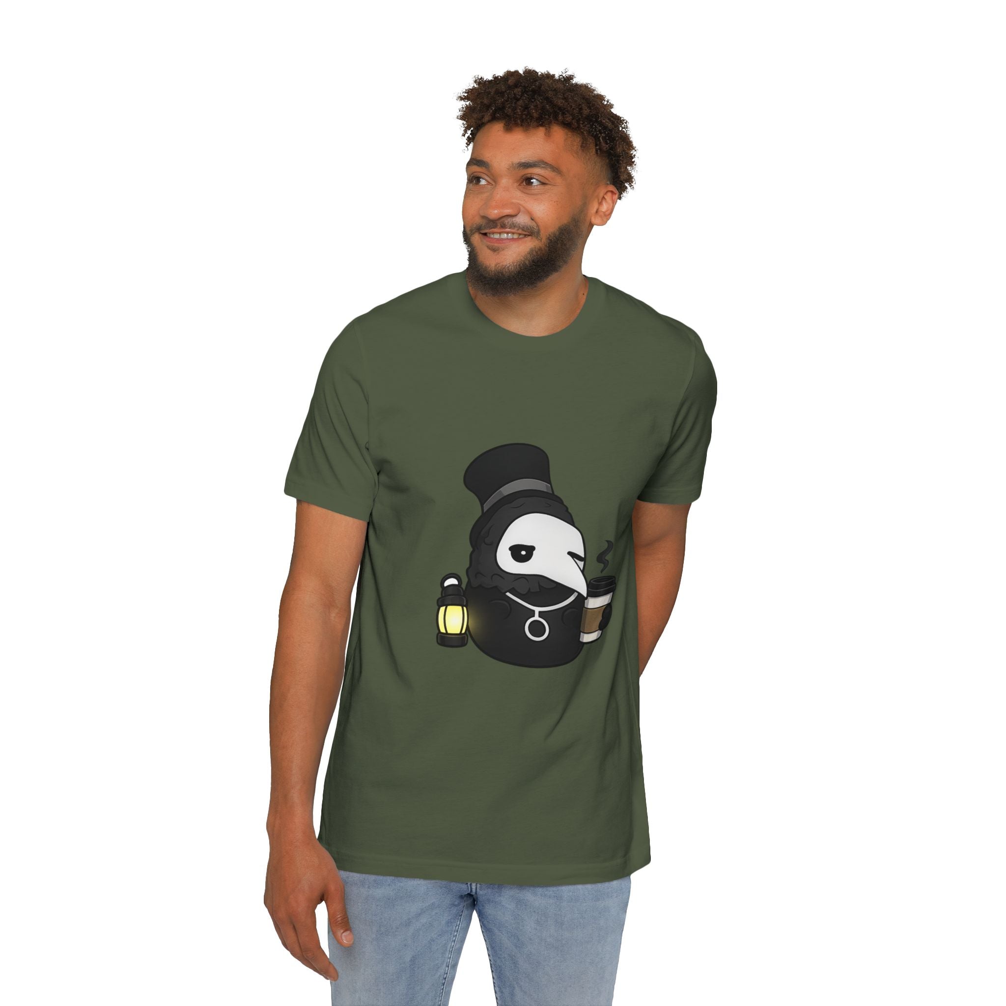 Plague Doctor Coffee Tee — Cute Dark Aesthetic T-Shirt