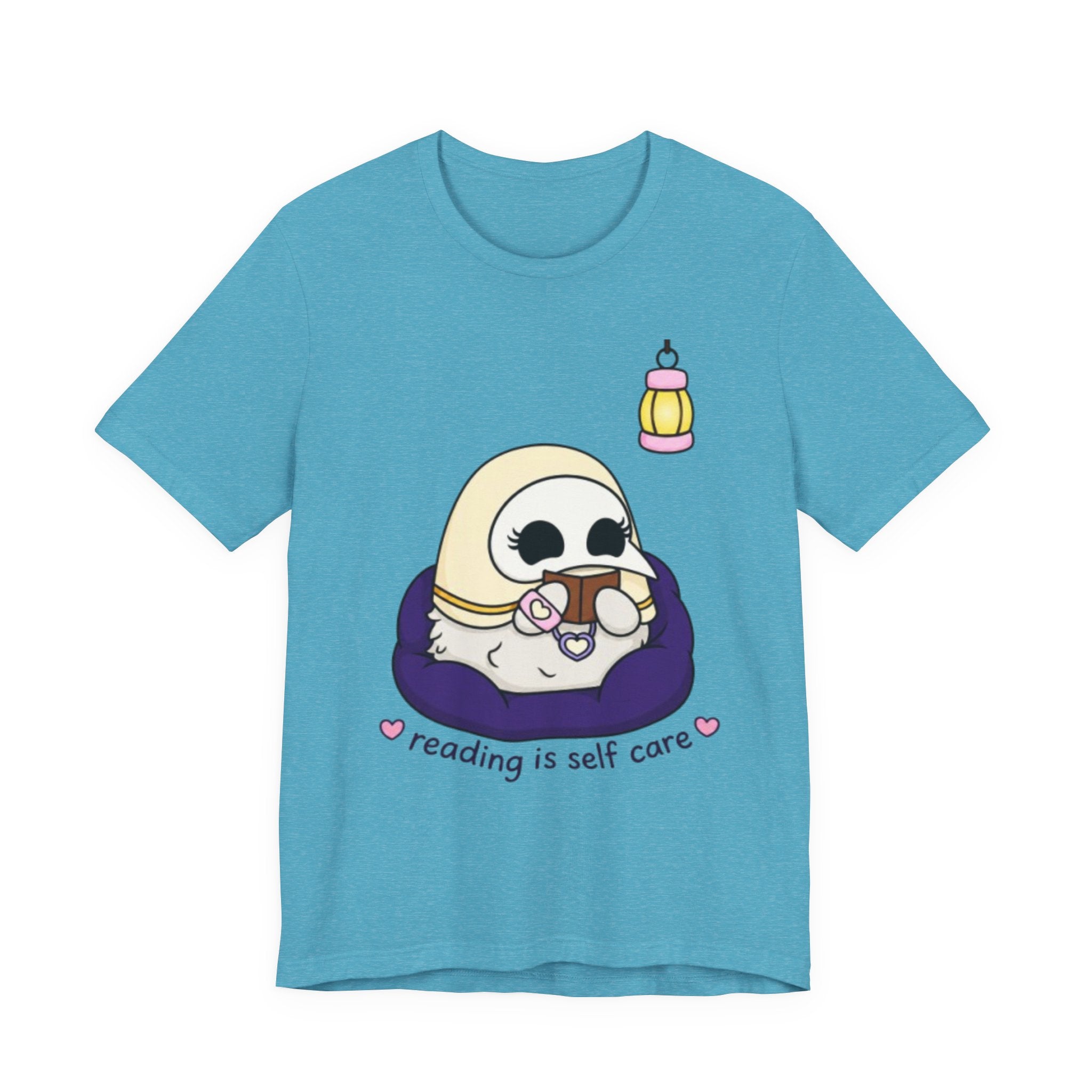 Plague Doctor Reading Is Self Care T-Shirt — Cute Dark Aesthetic Book Lover Tee