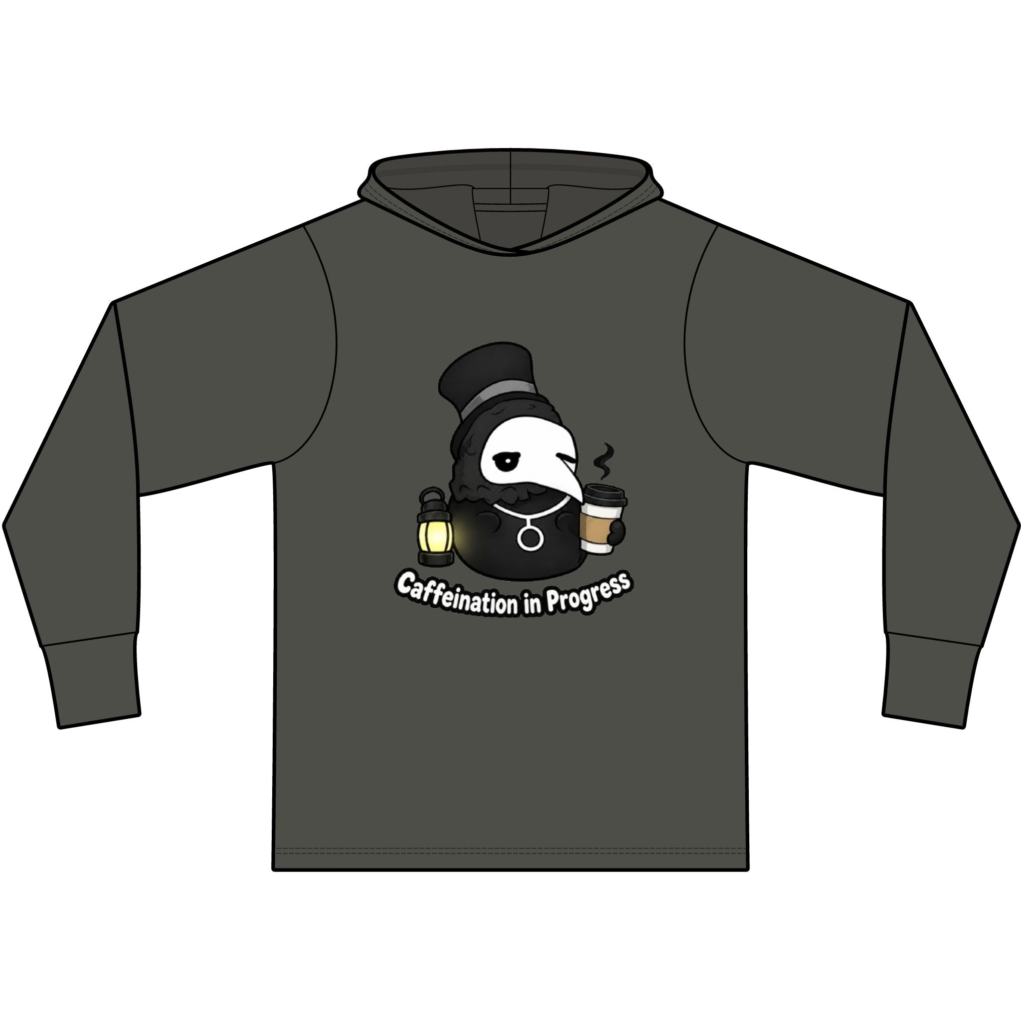 Plague Doctor Coffee Hoodie — One Eye Open Cute Dark Aesthetic Caffeine Sweatshirt