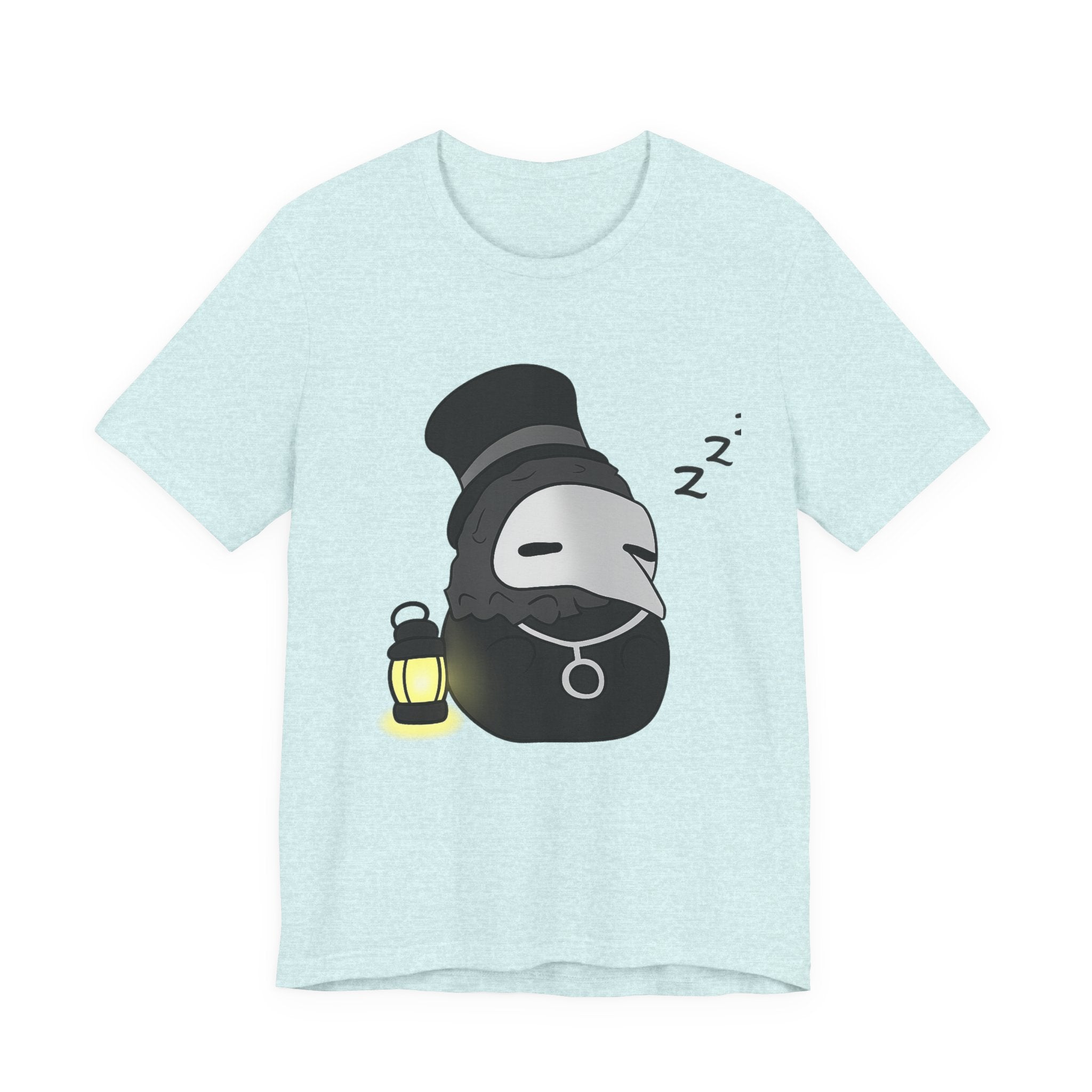 Sleepy Plague Doctor Tee — Cute Gothic Lantern Graphic T-Shirt