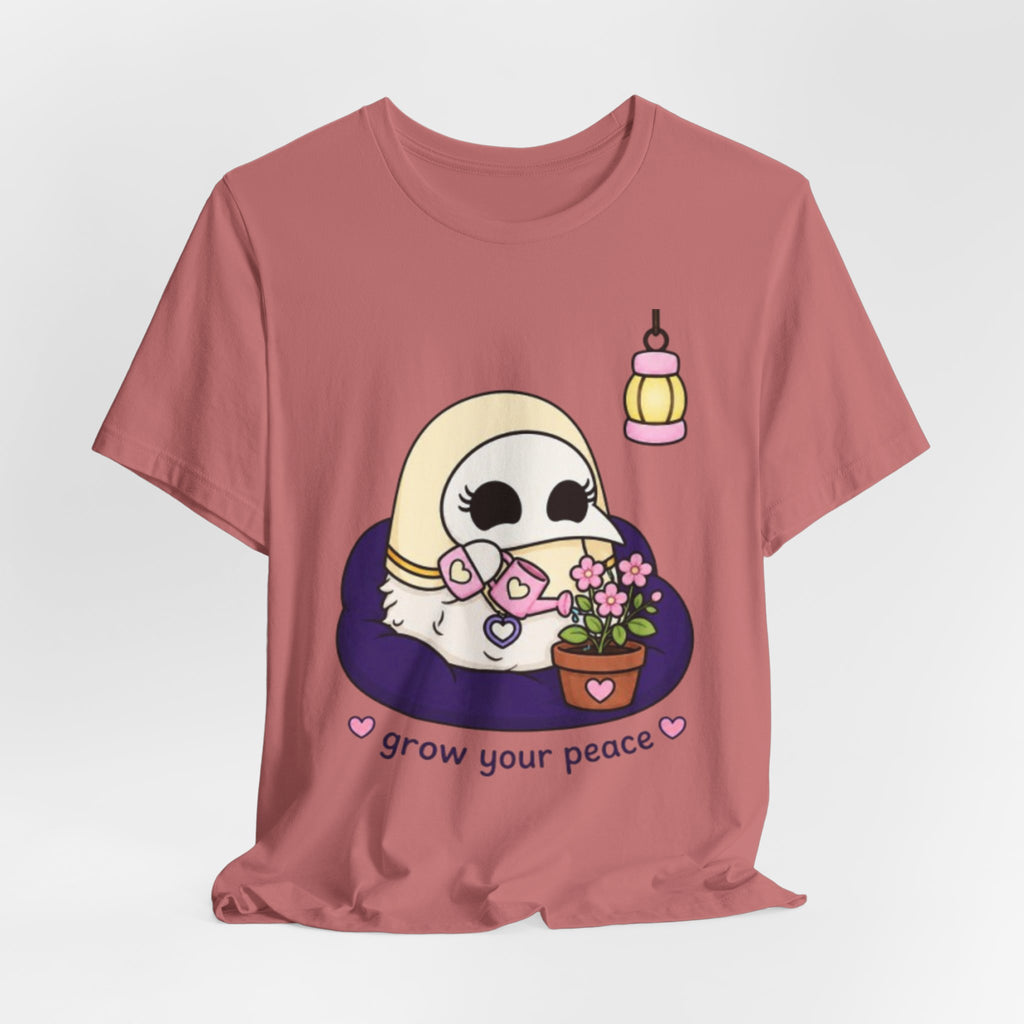 Plague Doctor Grow Your Peace T-Shirt — Cute Dark Aesthetic Plant Lady Hobbies Tee