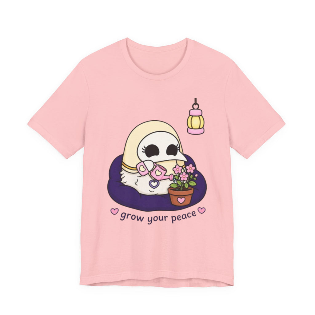 Plague Doctor Grow Your Peace T-Shirt — Cute Dark Aesthetic Plant Lady Hobbies Tee