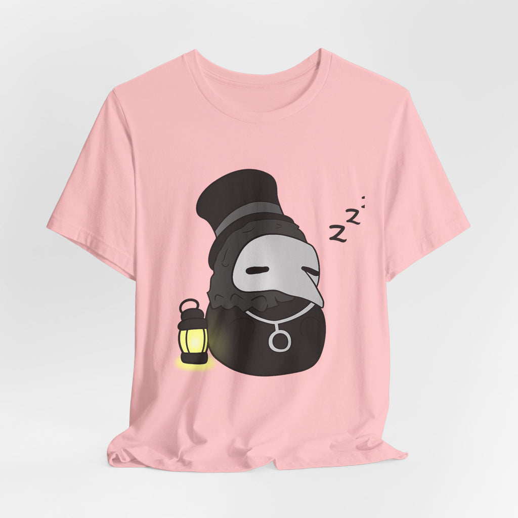Sleepy Plague Doctor Tee — Cute Gothic Lantern Graphic T-Shirt