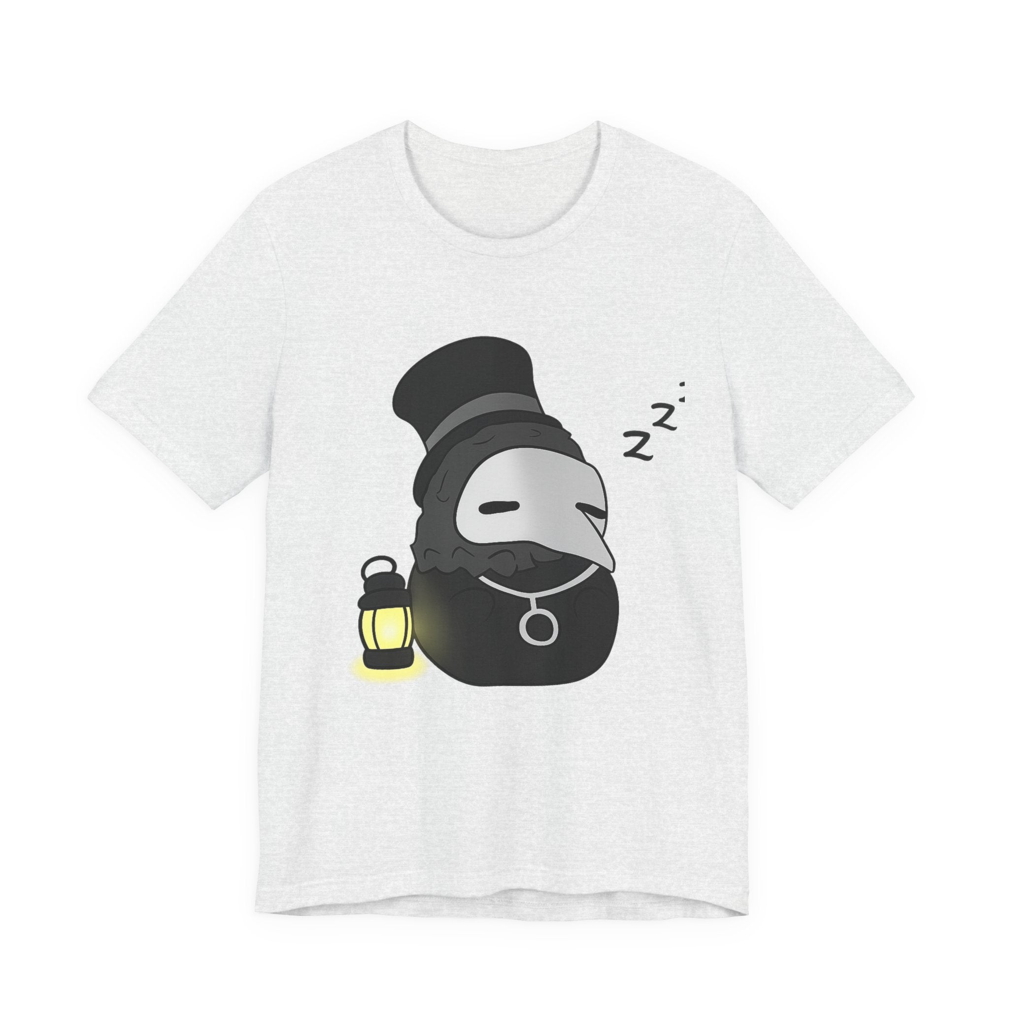 Sleepy Plague Doctor Tee — Cute Gothic Lantern Graphic T-Shirt