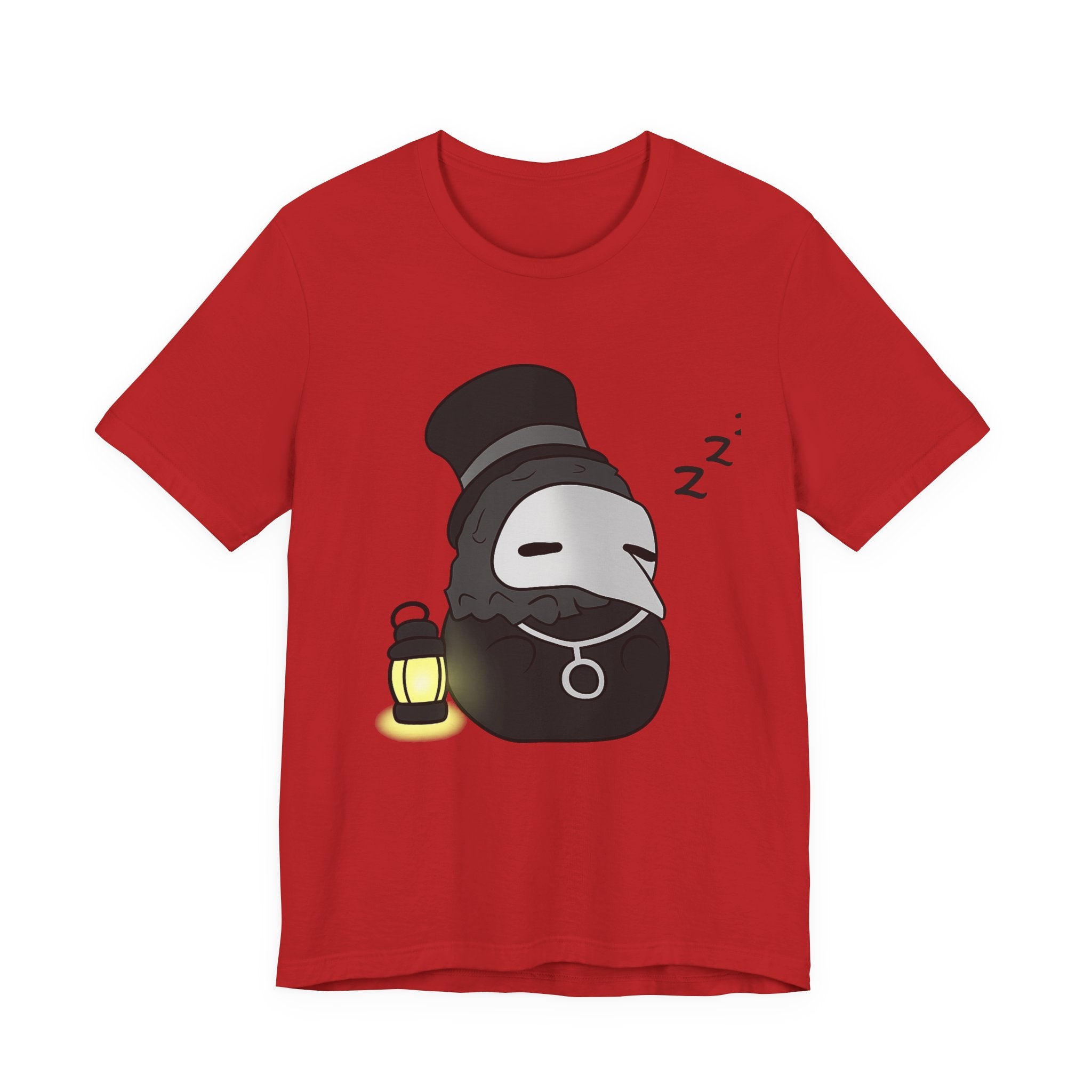 Sleepy Plague Doctor Tee — Cute Gothic Lantern Graphic T-Shirt