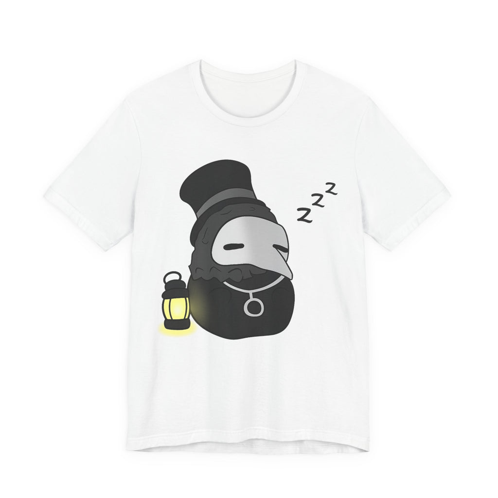 Sleeping Plague Doctor T-Shirt — Cute Goth Mask Tee with Lantern