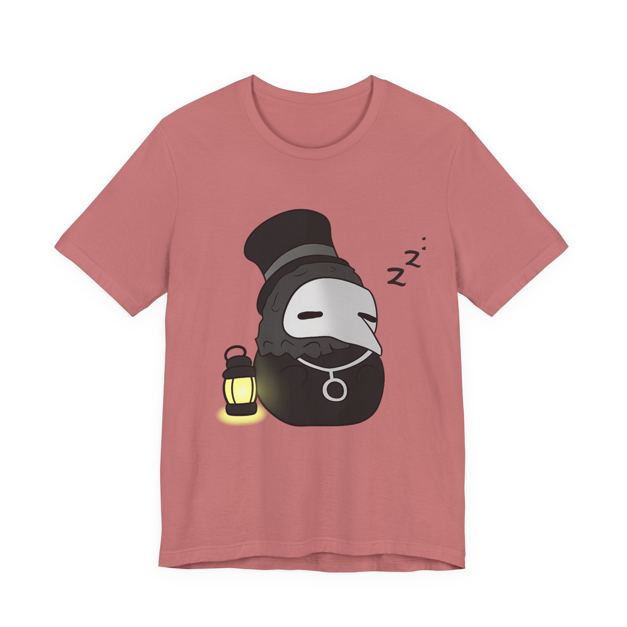Sleepy Plague Doctor Tee — Cute Gothic Lantern Graphic T-Shirt