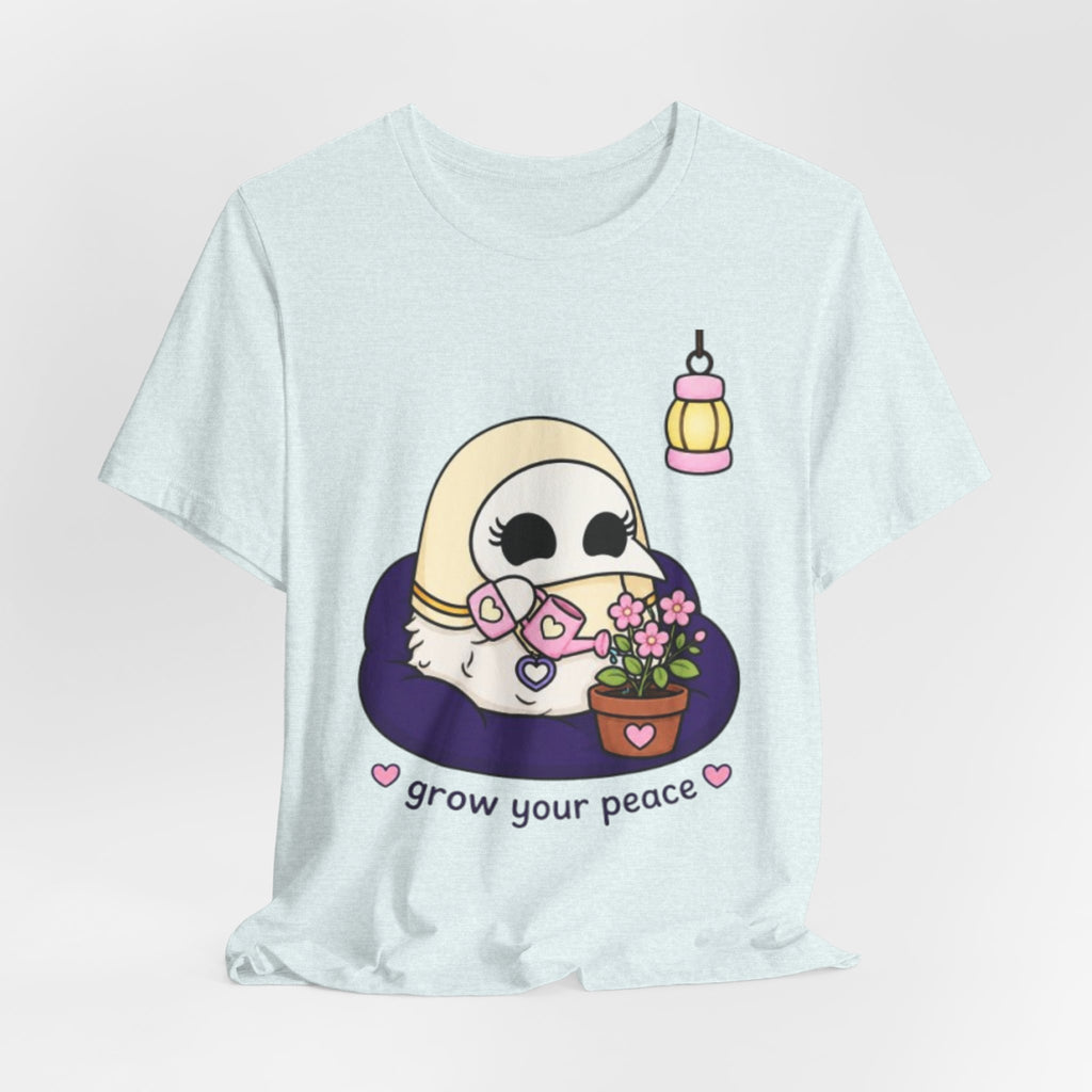 Plague Doctor Grow Your Peace T-Shirt — Cute Dark Aesthetic Plant Lady Hobbies Tee