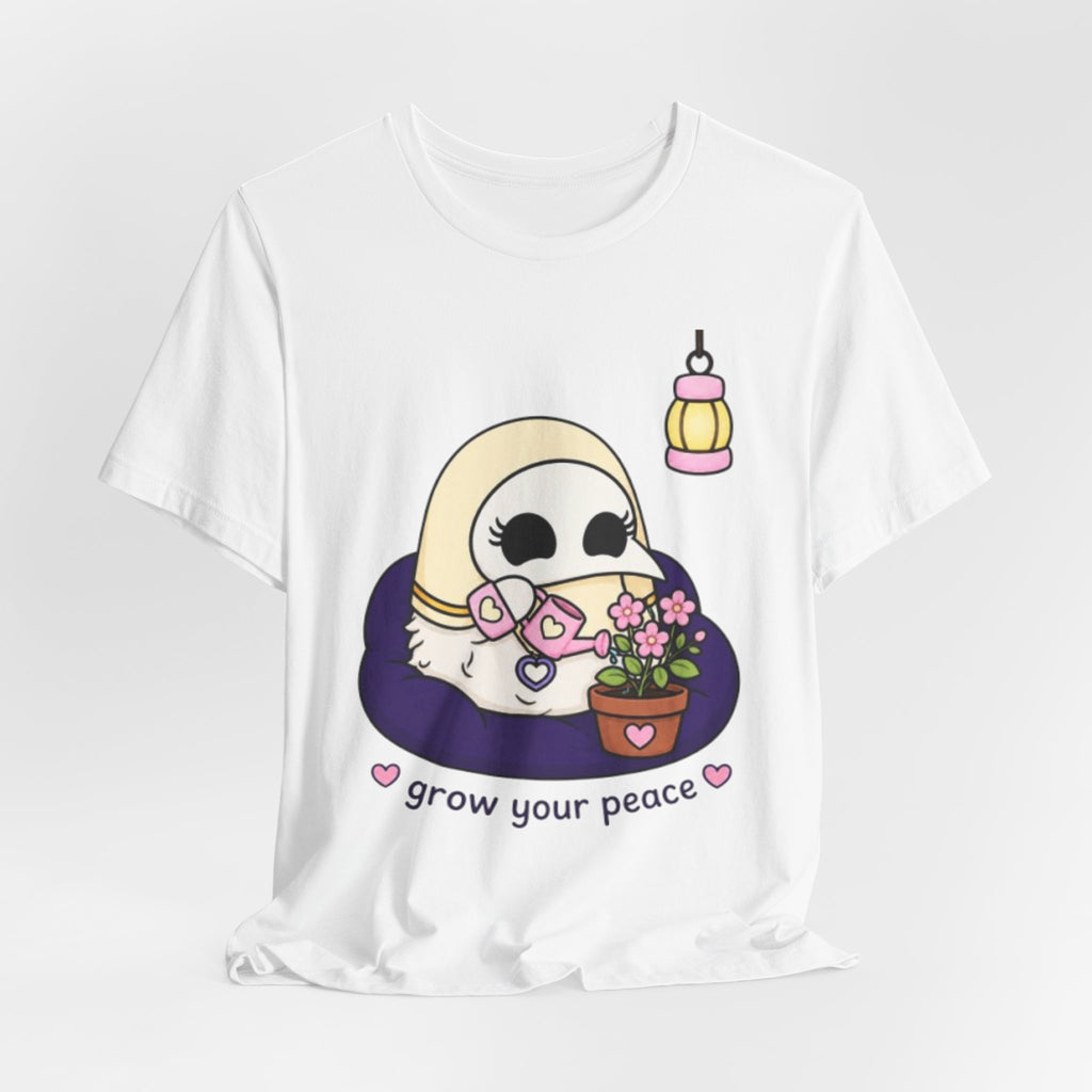 Plague Doctor Grow Your Peace T-Shirt — Cute Dark Aesthetic Plant Lady Hobbies Tee