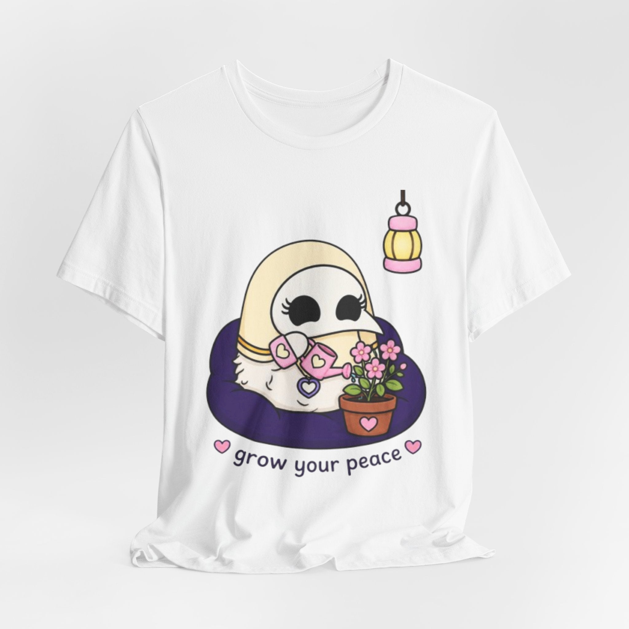 Plague Doctor Grow Your Peace T-Shirt — Cute Dark Aesthetic Plant Lady Hobbies Tee