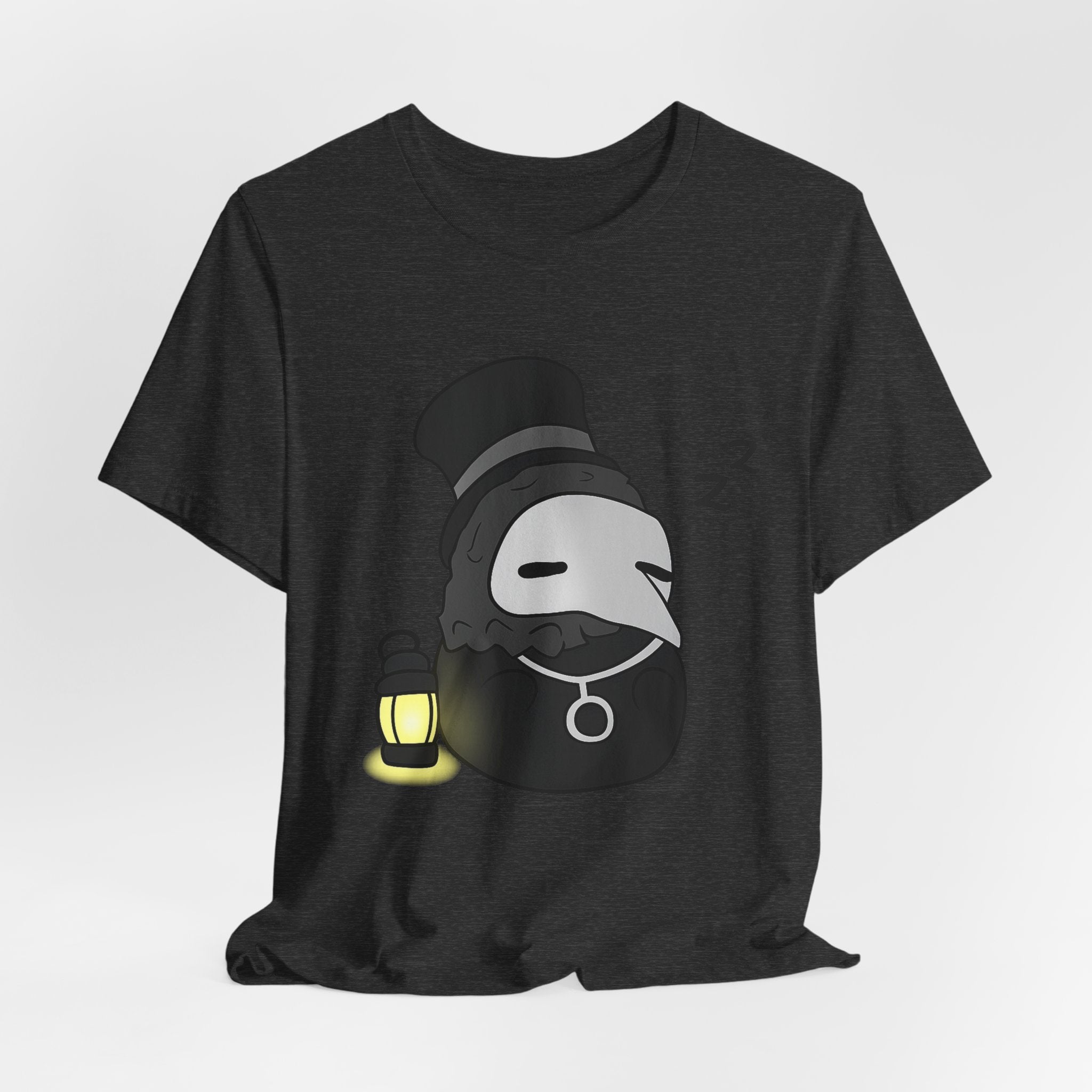 Sleepy Plague Doctor Tee — Cute Gothic Lantern Graphic T-Shirt