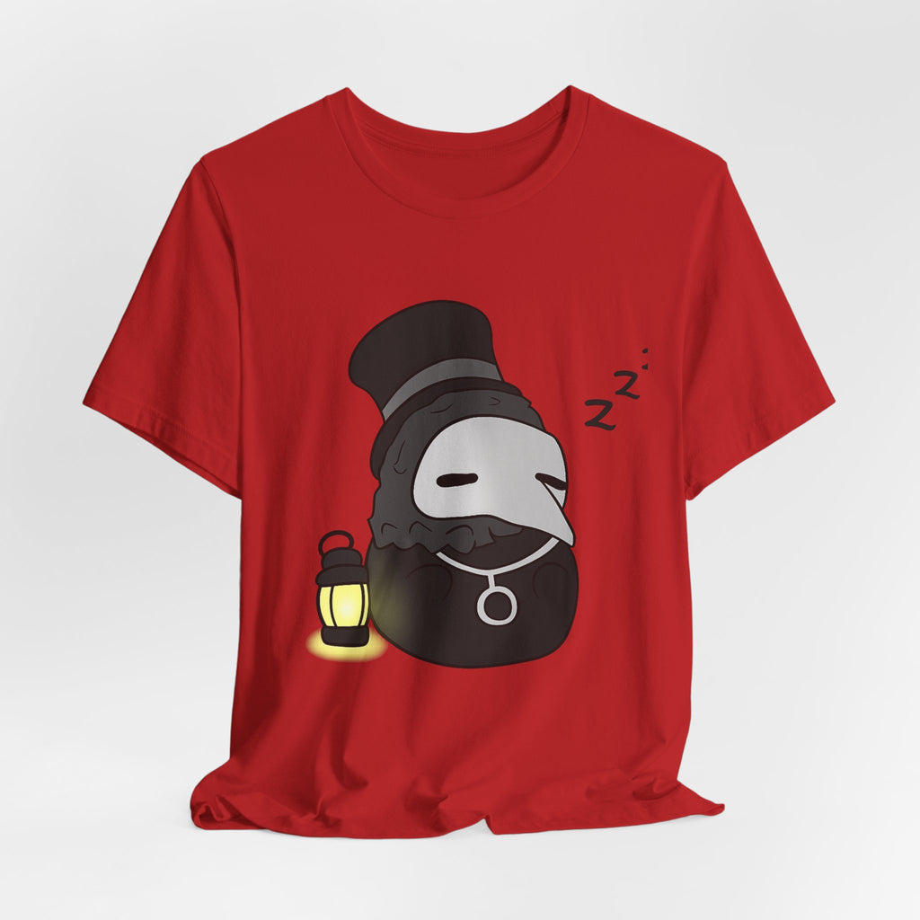 Sleepy Plague Doctor Tee — Cute Gothic Lantern Graphic T-Shirt